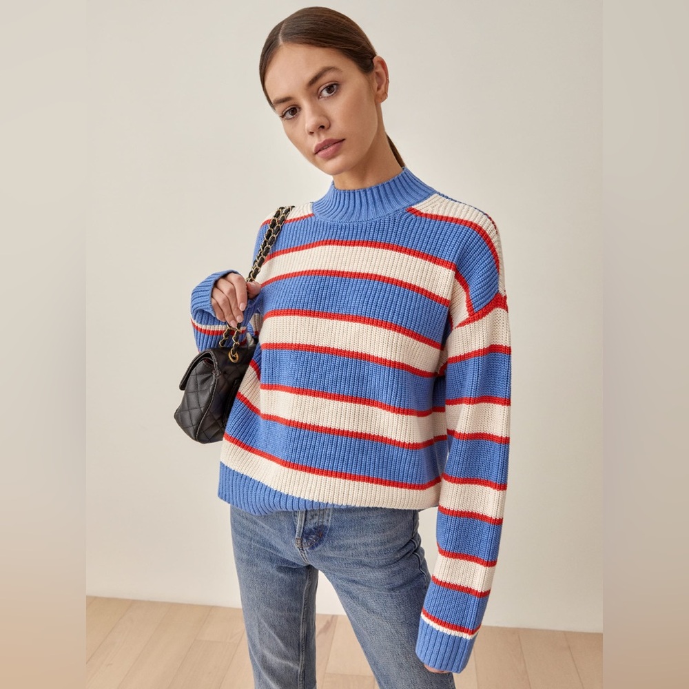 Reformation Elio Cotton Stripe Sweater
